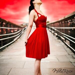 ❤️ Zac Posen Red Silk Sweetheart Strappy Cocktail Dress Size 6 ❤️